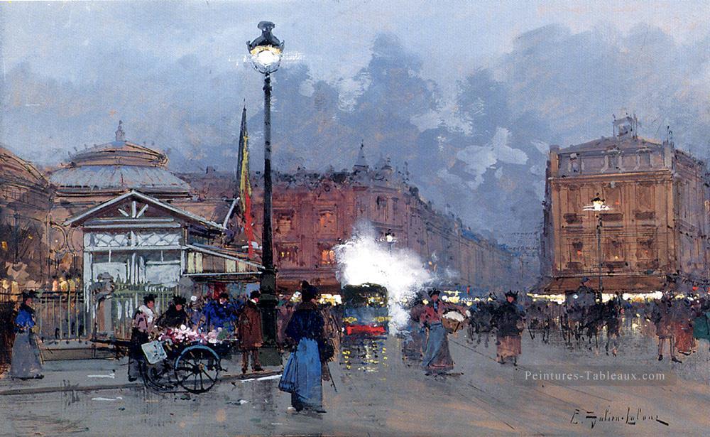 La Bourse Paris parisien gouache Eugène Galien Laloue Peintures à l'huile